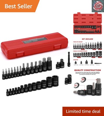 Complete 32-Piece Torx and E-Torx Socket Set with Impact Adapters Included
