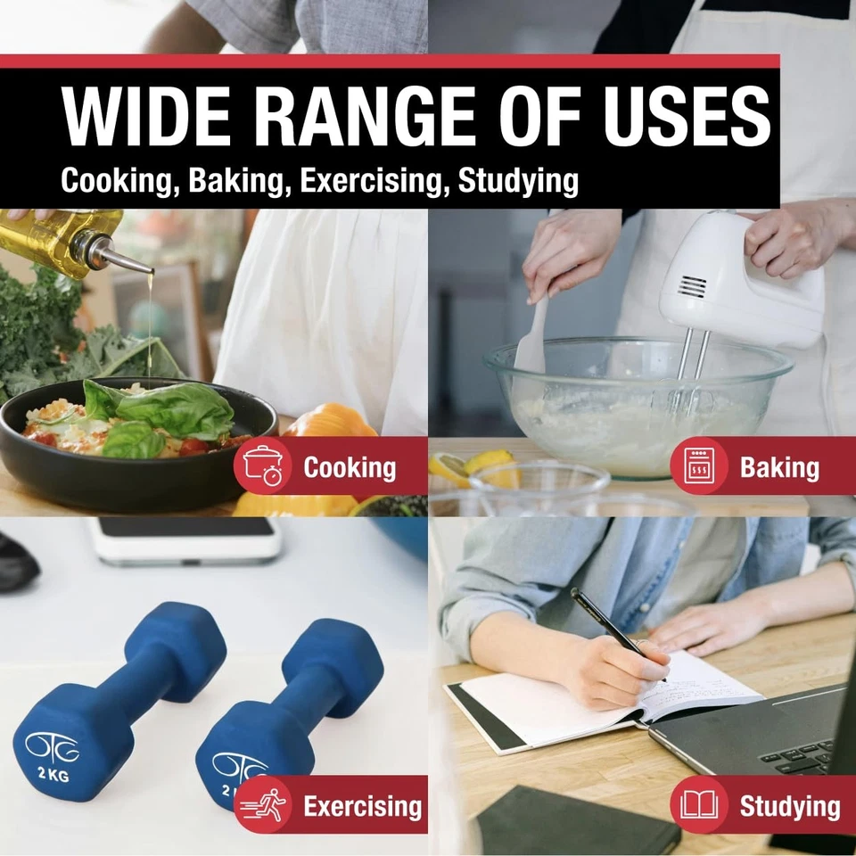 Temporizador de cocina digital de 2 alarmas de entrada directa | Cuenta arriba y abajo, 10 horas por H... Foto 3 de 4