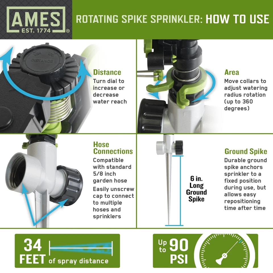 (3) Piece Sprinkler & Sprayer Set with (1) Pulsating Spike Style, (1) 3 Arm R... Foto 4 de 4