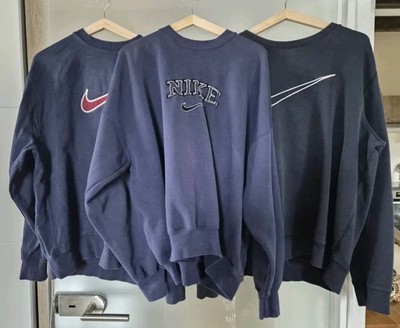 3x Nike Vintage Sweater Pullover L blau mit big Swoosh