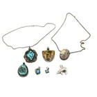 Southwest Sterling Turquoise Agate Bezel Set Necklaces Pendant Lot of 7 #S4562-2 — photo 2