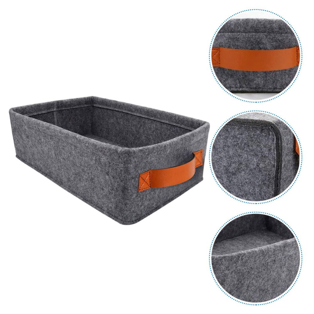 1Pc Grey Felt Folding Storage Basket for Living Room Organizer