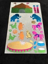 Vintage Hambly Foil Mylar CIRCUS Sticker Sheet