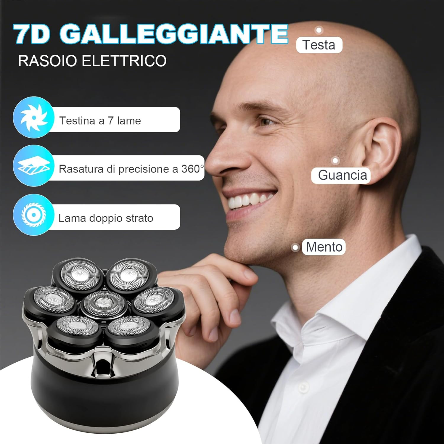 Rasoio Professionale per Testa Calva - Design Ergonomico e Type-C - 2