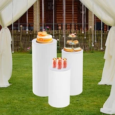 3x Pedestal Flower Stand Party Cylinder Pedestal Wedding Home Display Decoration