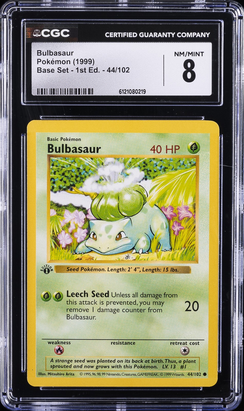 1999 POKEMON BASE SET 1ST EDITION #44 BULBASAUR CGC 8