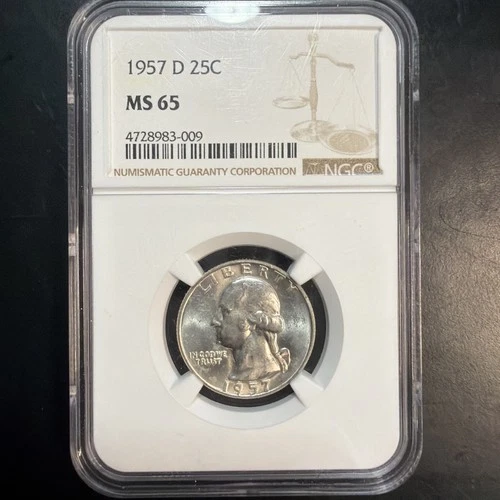 1957-D 25c Washington 90% Silver Quarter NGC MS65 ***NO RESERVE ***