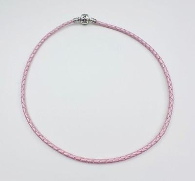 PANDORA 925 Sterling Silver Braided Leather Double Wrap Bracelet