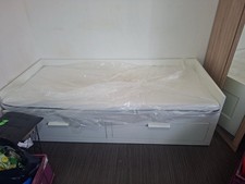 IKEA Brimnes Tagesbettgestell, 2 Schubladen, Weiß, 80x200 Cm, Inkl. 1 matratze