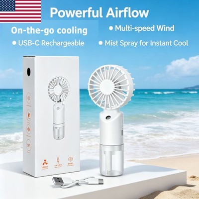 Portable Misting Fan Rechargeable Handheld Personal Cooling Fan with Mist Spray
