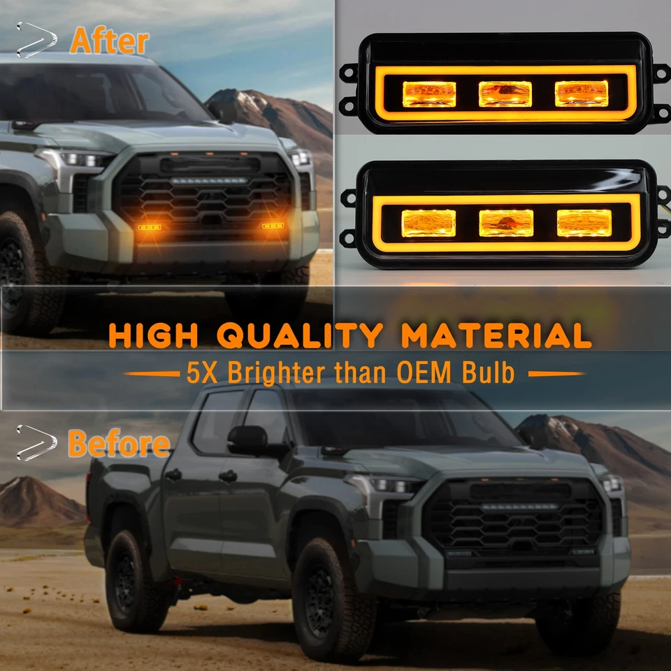 Luces antiniebla delanteras LED lámpara de conducción con giro para Toyota Tundra 2022-24 Sequoia 23-24 Foto 2 de 4