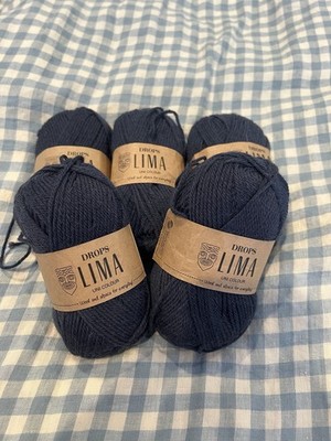 DROPS LIMA Uni Color Yarn Lot Blue Indigo Wool/Alpaca DK/Worsted 5 Skeins