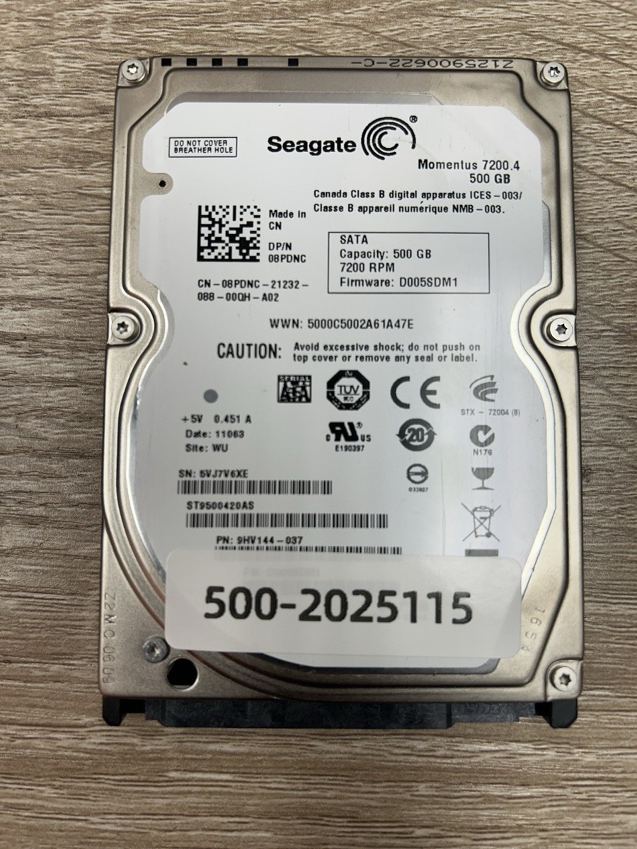 Seagate ST9500420AS 9HV144-037 , 08PDNC 500GB SATA 2.5'' Laptop