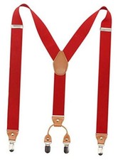 Timiot Men  s Y-Back 4 Metal Clip Elastic Wide Suspenders Perfect For Both Red