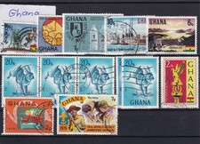 Ghana, Konvolut, 13 Briefmarken, davon 4 doppelt, siehe Foto