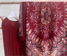 70 Cashmere 30 Silk Wrap Scarf Red Totem Print Double Face Print Shawl 43'' new