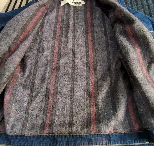 Vintage Roebucks Blanket Lined Denim Chore Jacket Made In USA Button Shacket XL - Picture 3 of 5