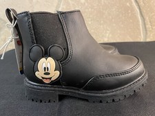 Mickey Mouse Rubber Rain Boots Zip-Up Ankle Boots Black Toddler Size 7 NEW