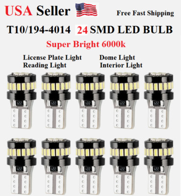 T10 LED License Plate Interior Dome Light Canbus Error Free Super Bright White