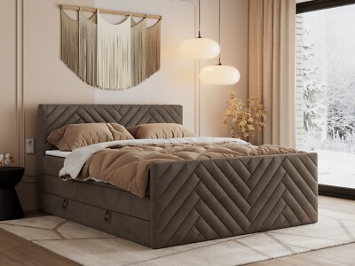 Boxspringbett PARIS KING DUO mit 7 Härtezonen Multipocket-Matratzen, Bettkästen
