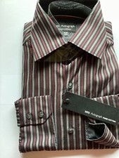 M S Autograph Men's Shirt 15.5  Pure Cotton Striped NEW