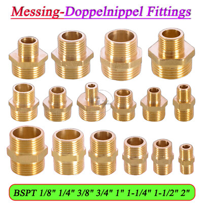 #ad BSPT Male to Male Pneumatic Air Water Hex Nipple Bush Brass Reducing Adaptors $274.73