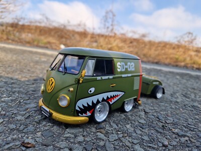 1:18 VW T1 Kool Kombi mit Anhänger Tiefer Tuning mit 15 Zoll Echt Alu Felgen