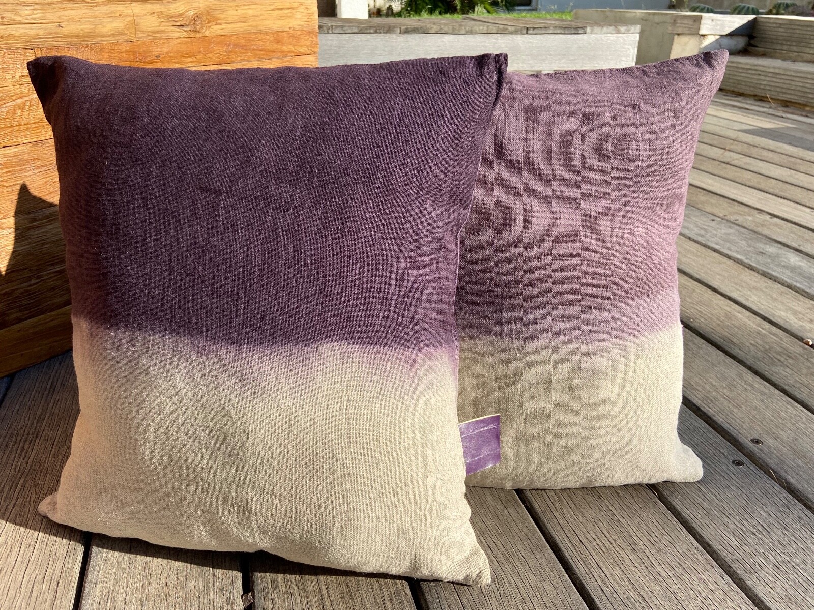 Housse Coussin Lin Violet 50x50 Bohème pour Déco Salon Zen