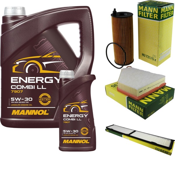 MANN-FILTER Inspektionspaket 6L Mannol Energy Combi Ll 5W-30 FüR Bmw 3Er-image
