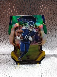 2022 Panini Select Football Green and Yellow Prizm Die-Cut Treylon Burks #195