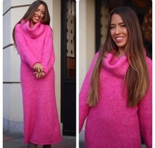 ZARA WOMAN PINK WRAPAROUND COLLAR KNIT DRESS 2488/121 Size S UK 8-10