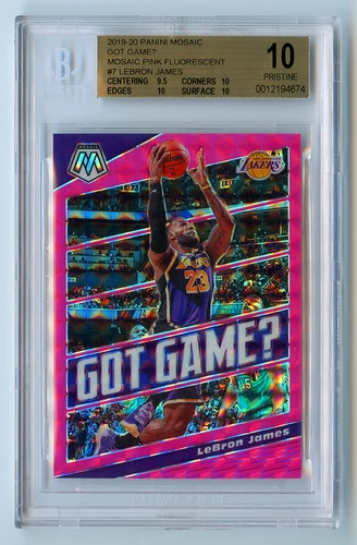 2019-20 PRIZM MOSAIC GOT GAME? PINK FLUORESCENT LEBRON JAMES /10 BGS 10 POP 1