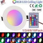 Dimmable RGB LED Ceiling Light Recessed Round Downlight 16 Color Changing 5/10W