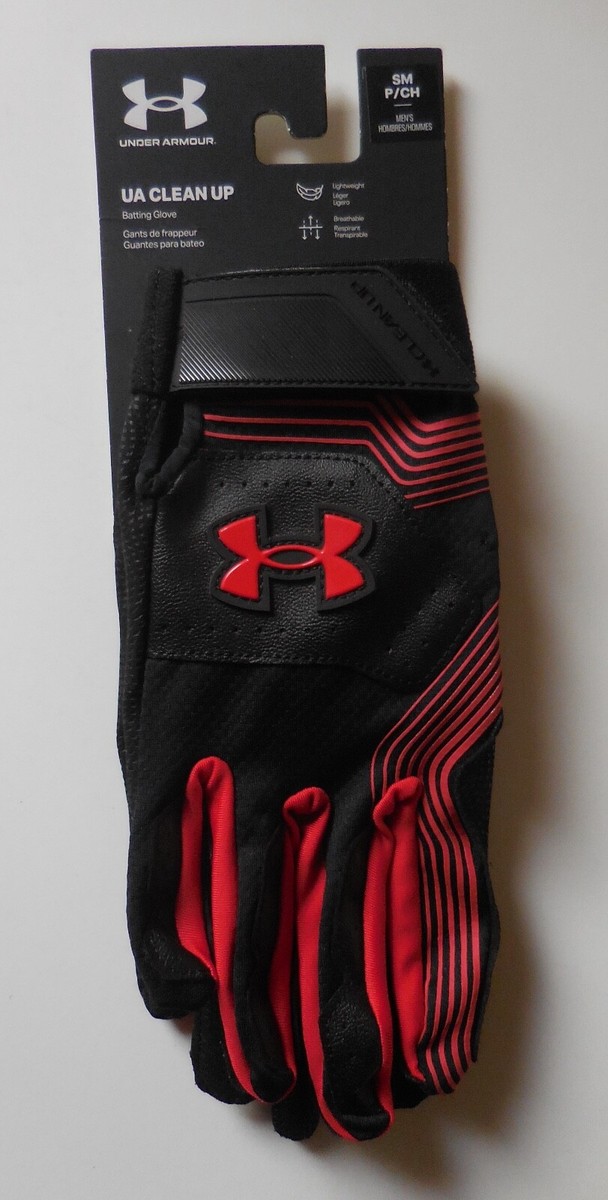 Under Armour UA Clean Up Batting Gloves Men Black/Red Small | eBay