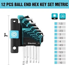 DuraTech 12PC Allen Wrenches Set T handle Hex Key Set Hex Wrench 1.5-10mm Metric