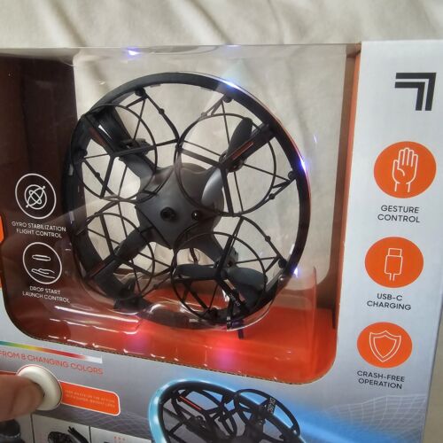 NIB Sharper Image 5" Glow Motion Drone Gesture Control USB-C Charge 8 LED Light - Picture 9 of 9