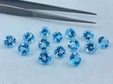 Beautiful Blue Color Natural Aquamarine 40 Pcs Round Loose Gemstone Certified e3