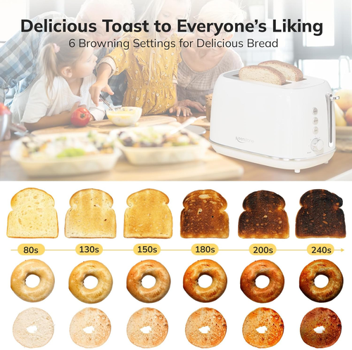 2 Slice Stainless Steel Toaster Retro with 6 Bread Shade Settings, Bagel, Cancel - 第 4/12 張圖片