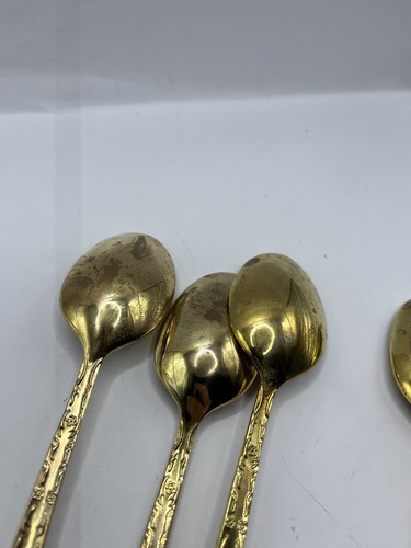 WM Rogers & Sons Gold Plated Flatware Enchanted Rose Spoons Set Of 4 Opulent - Picture 10 of 10