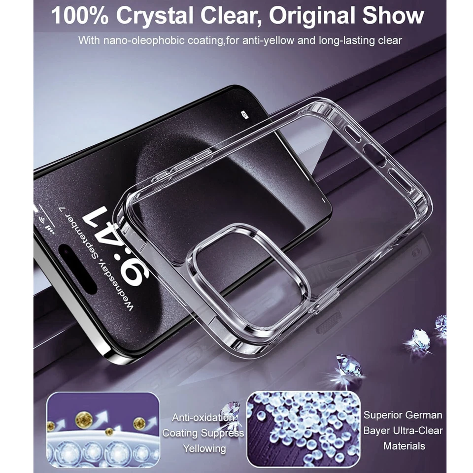 For iPhone 16 Pro Max/16 Pro/15 14 13 12 11 SE 7 8 Case Phone Cover+Screen Glass - Image 2 of 4