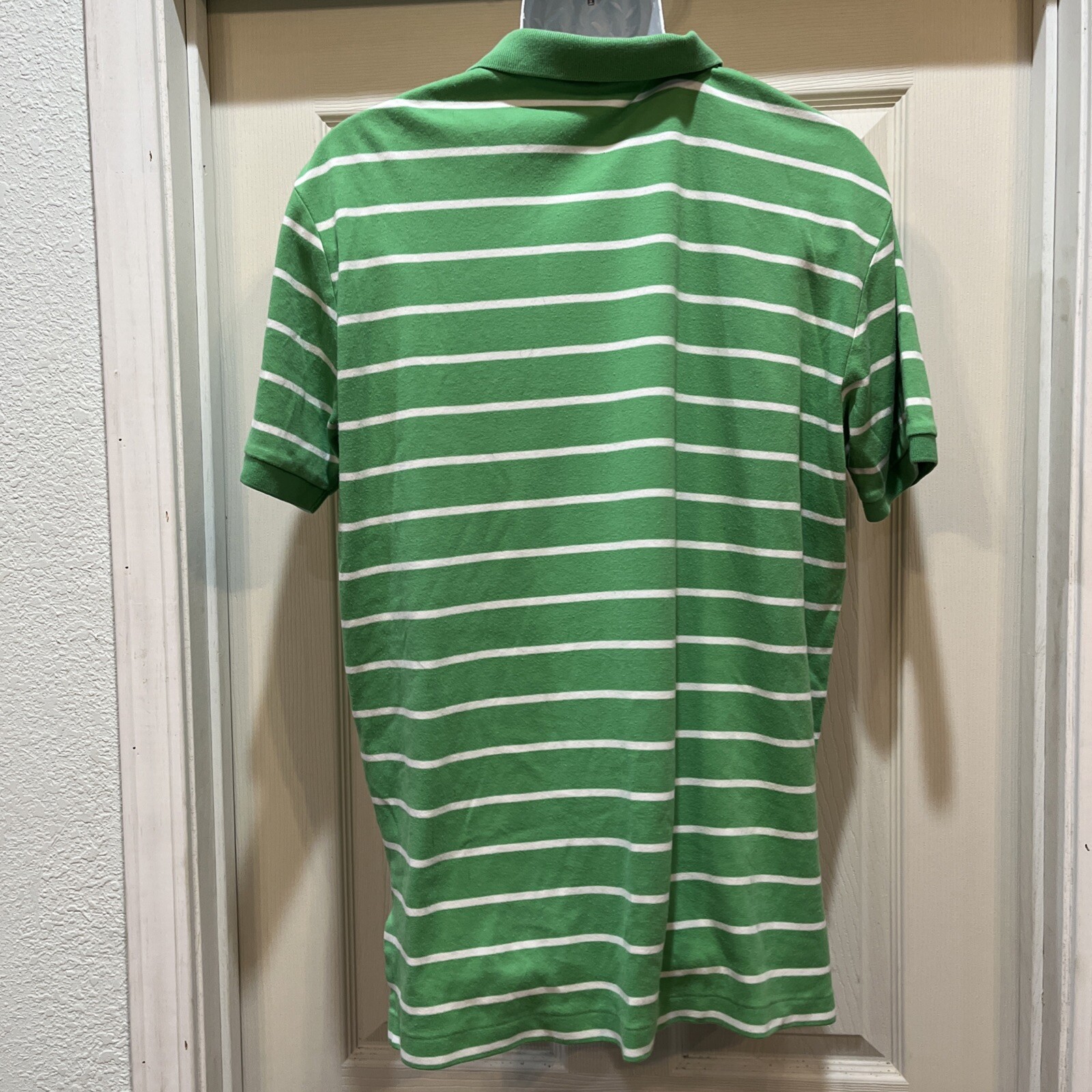 Polo Golf Ralph Lauren Camicia Uomo Tg L Verde Bianco Righe Preppy Pony