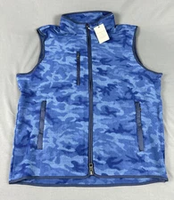 Peter Millar Golf Vest Crown Micro Shearling Fleece Camo Print Medium Blue $198