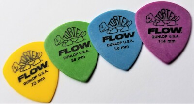 DUNLOP 558P Tortex  Flow  Standard Picks   .73 .88 1.00 1.14 . 4 PACK