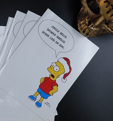 vintage Christmas card BART SIMPSON 2002  ship free after first JINGLE BELLS