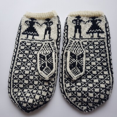 Nordic Fäustlinge Lykkeligt Brudepar Hochzeitstag gestrickt 2020 Norwegen Medium