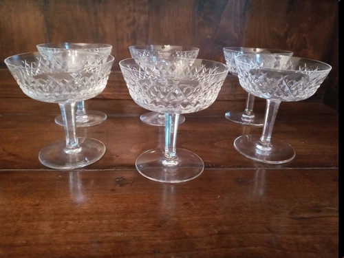 Vintage Waterford Crystal Pattern "Alana" 6 Sherbet/Champagne Glasses