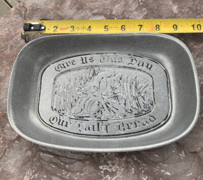 WILTON Pewter Armetale Give Us This Day Our Daily Bread Tray Dish Plate Preowned