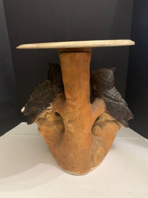 OWl 廃盤　デモ Vintage Mid Century 1970's Chalkware 2 Owls on Tree Branch Side