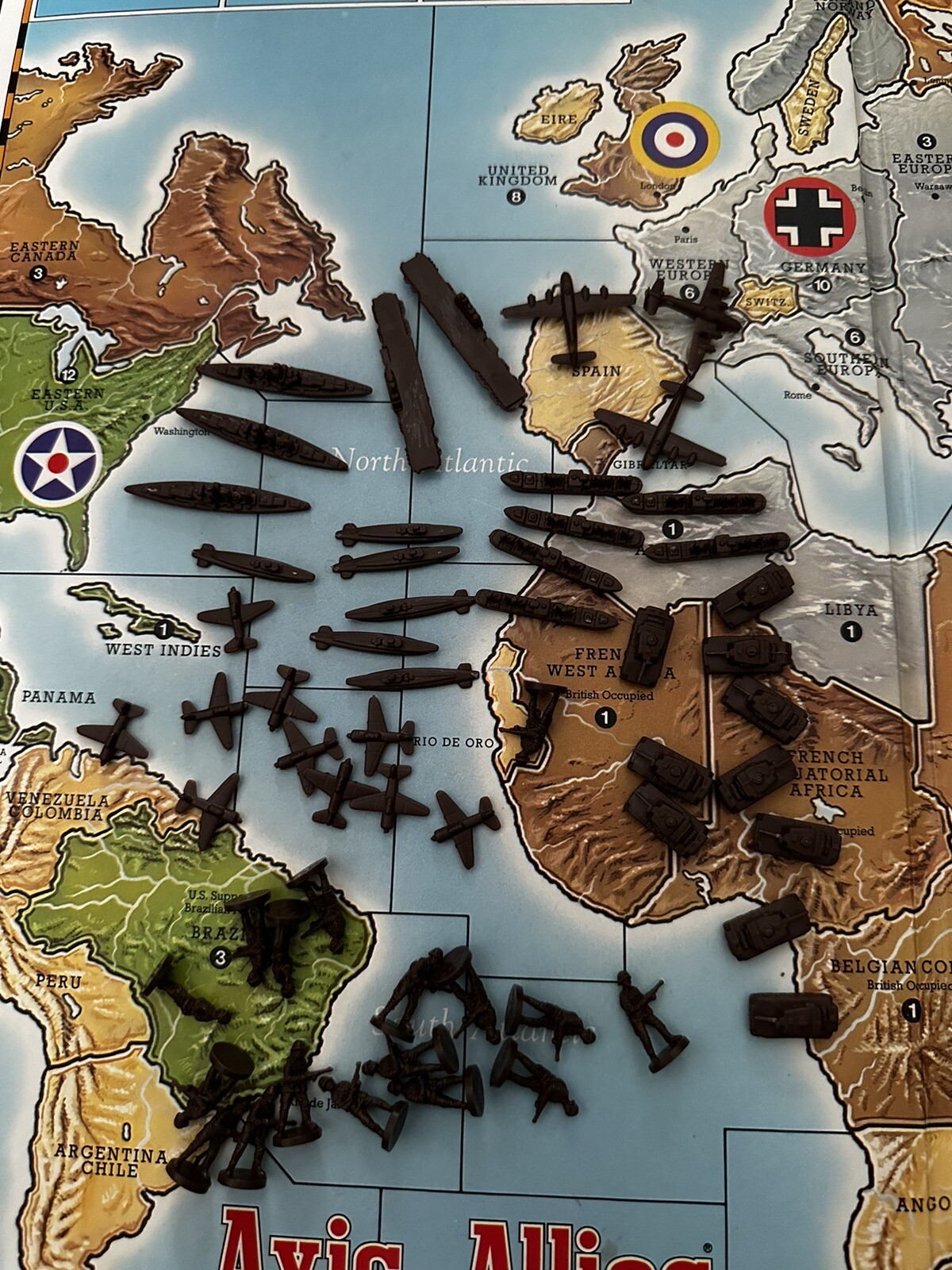 Axis & Allies WWII Spring 1942 Board Game Milton Bradley 1987 Board And