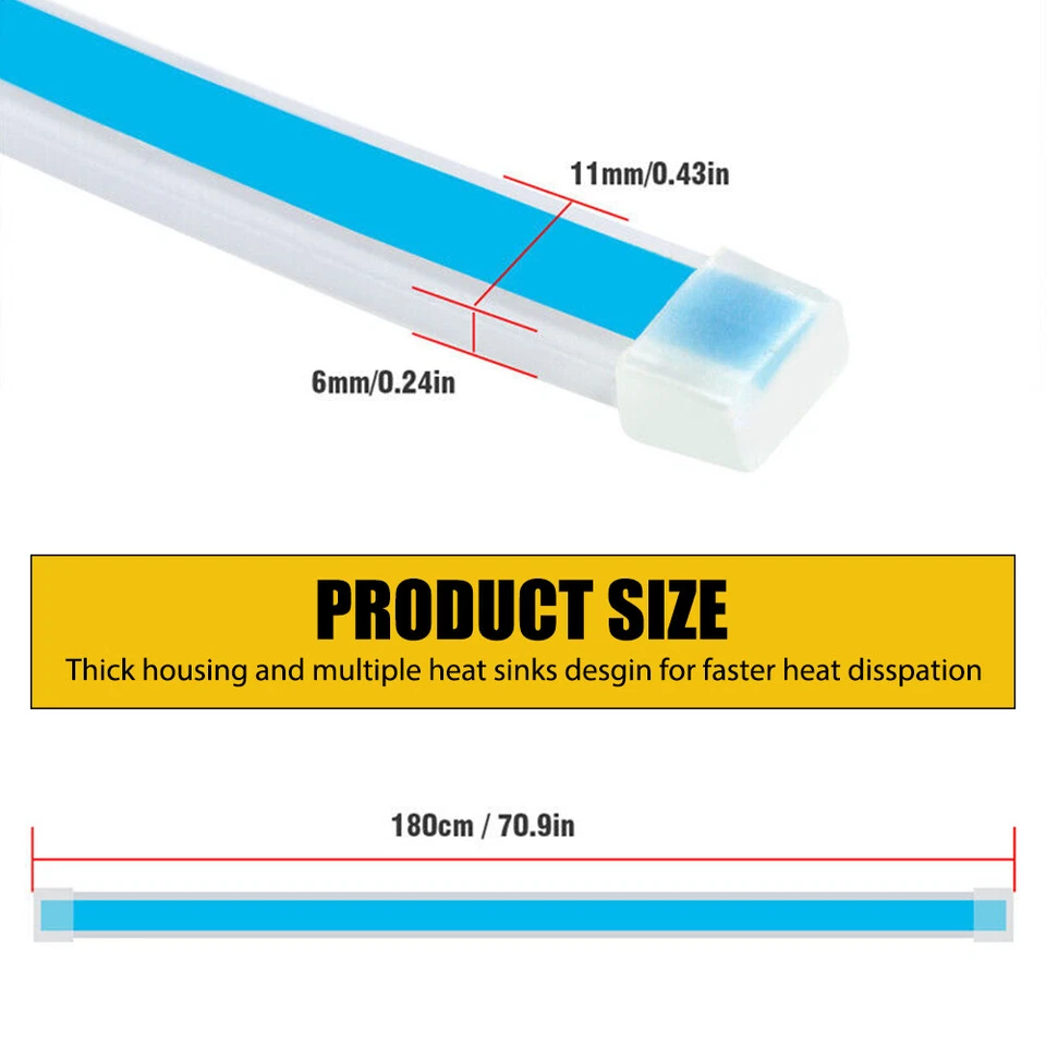 Tira de luz de circulación diurna LED DRL flexible para capó de motor de automóvil de 180 cm/71 pulgadas Foto 3 de 4